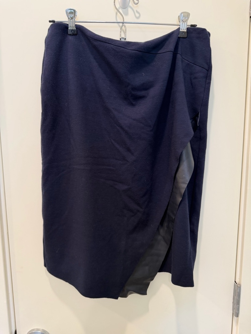Bailey 44 Navy Pencil Skirt with Faux Leather Trim